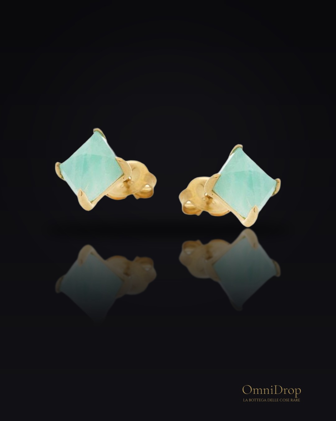 Orecchini in argento 925 dorato con amazzonite blu naturale, per ricordare la serenità