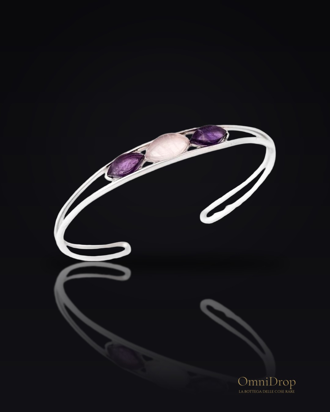 Bracciale ametista e quarzo rosa, per trasmettere amore