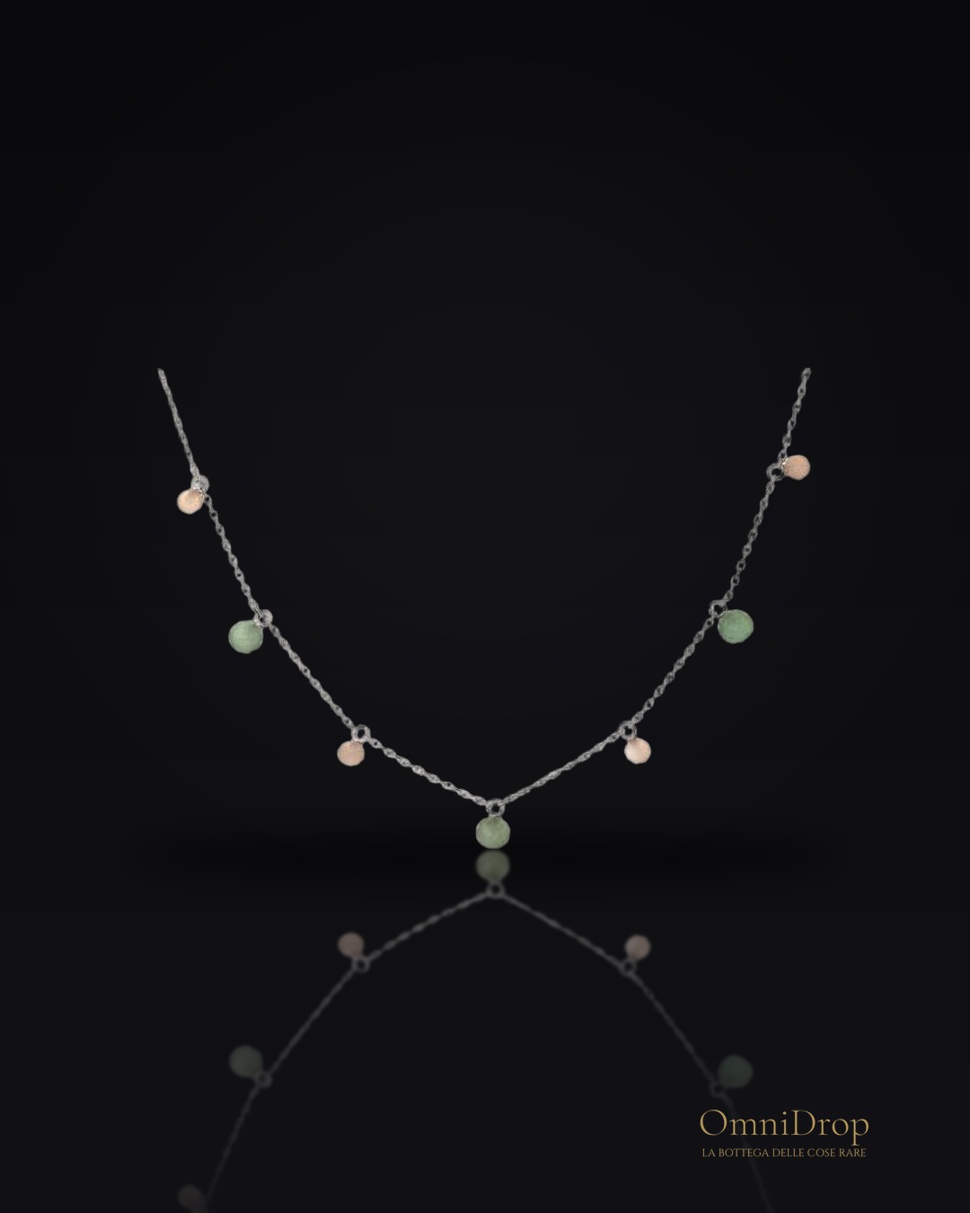 Collana piетra lunare rosa, avventurina - per trasmettere eleganza