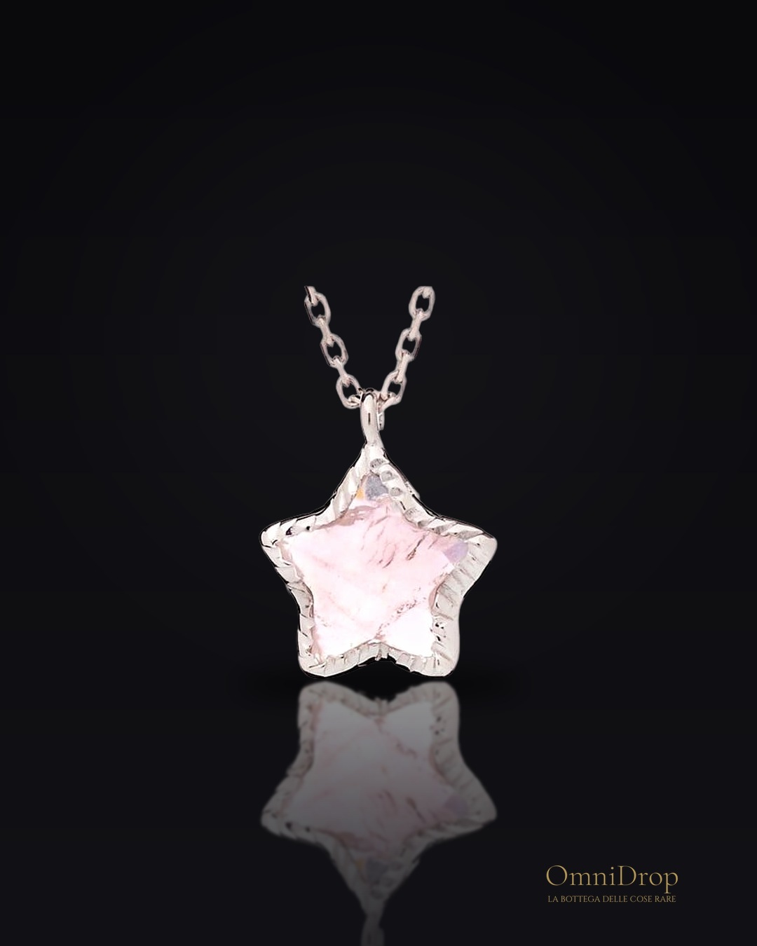 Collana stella quarzo rosa, per illuminare il tuo cammino
