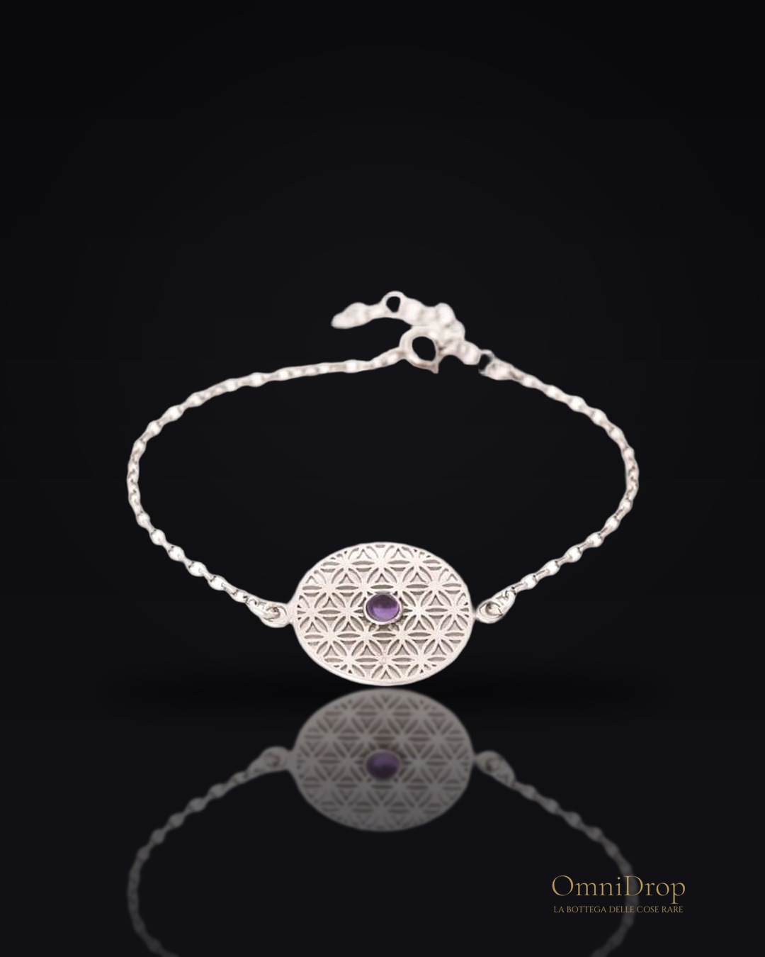 Bracciale fiore della vita con ametista viola, evoca il tuo equilibrio interiore