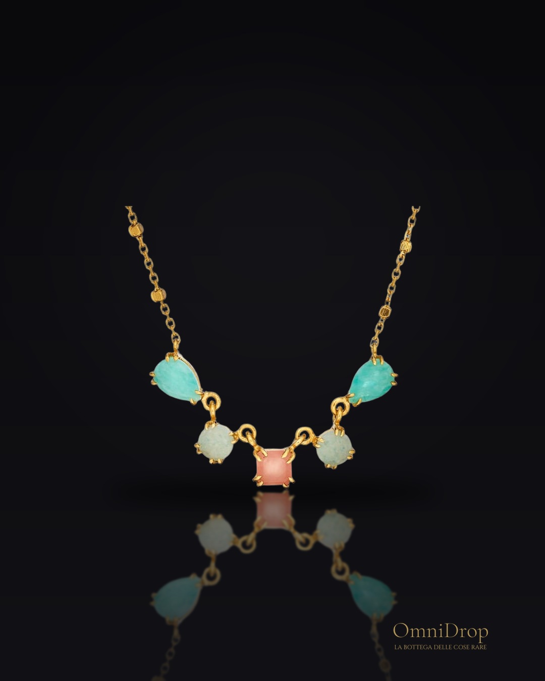 Collana quarzo rosa goccia, per portare l'amore delicato