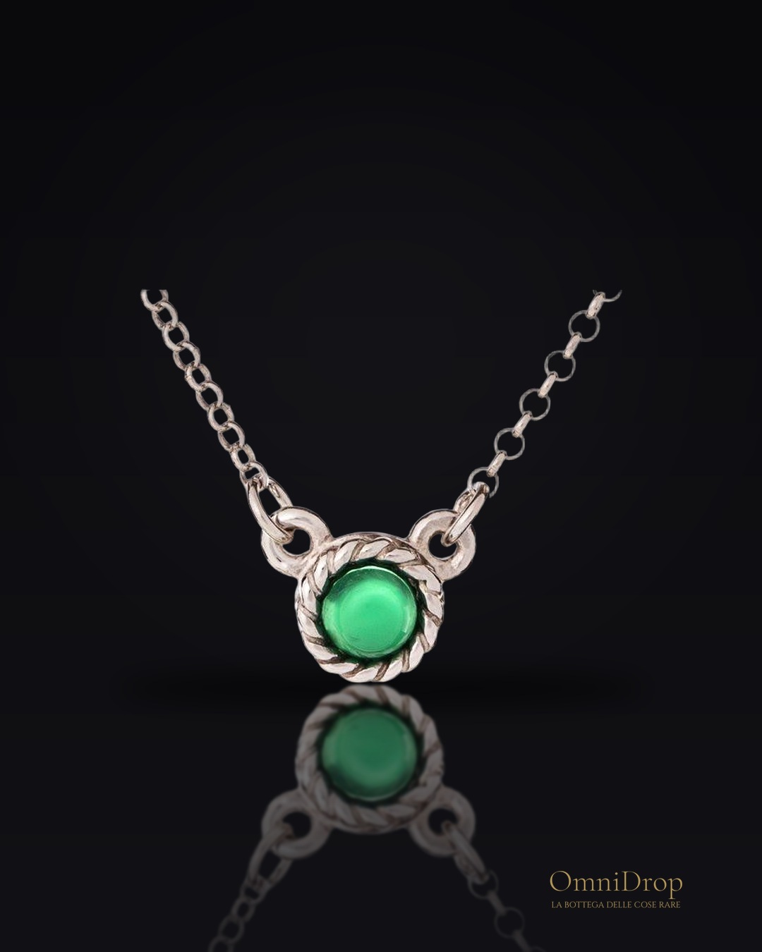 Collana tonda con agata verde, per preservare il buon Fortune