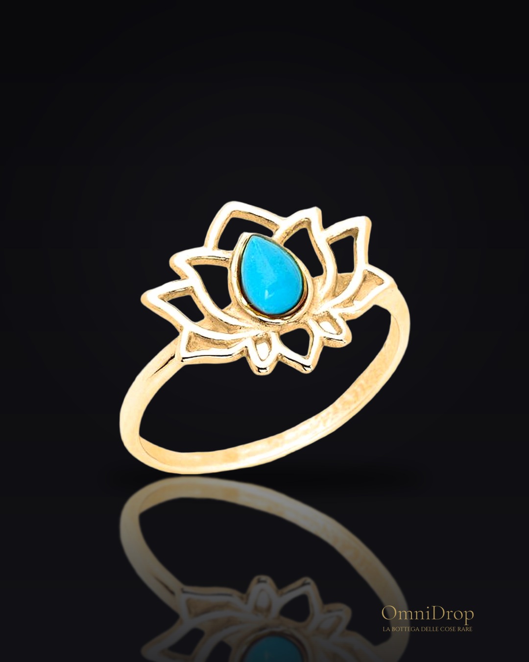 Anello Lotus turchese blu, per portare con te un'intenzione