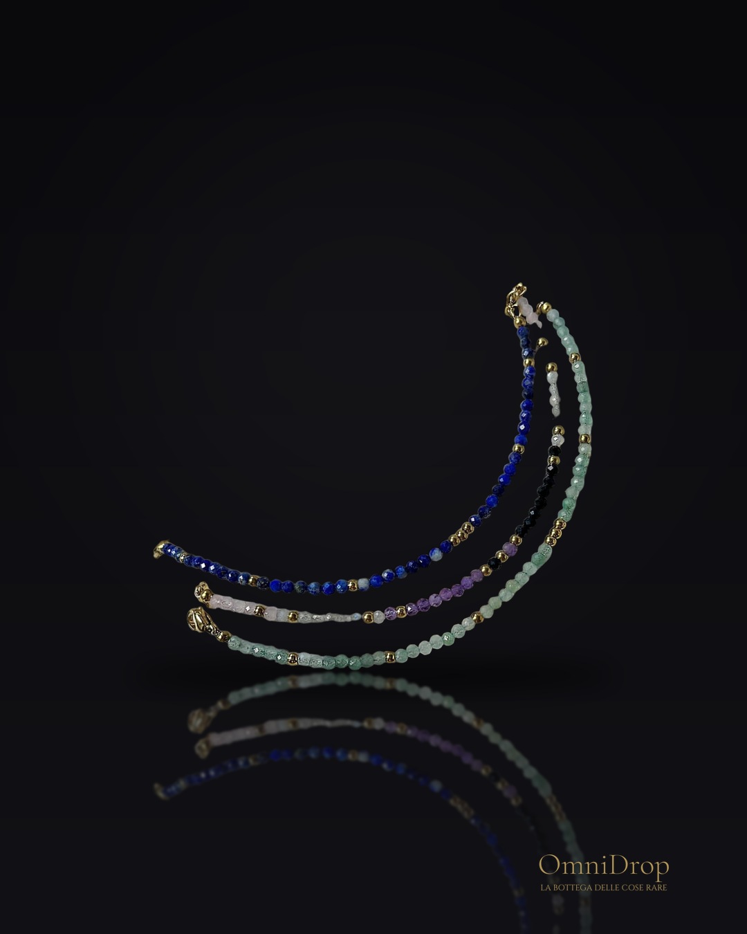 Bracciale in onice nera irregolare naturale, per evocare l'infinito