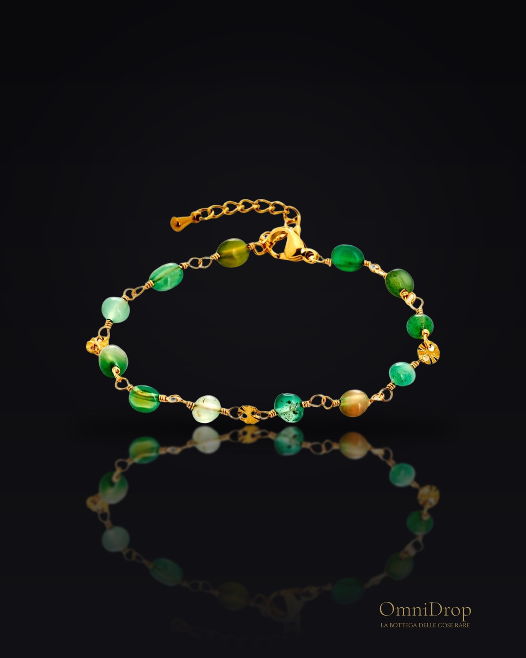 Bracciale in agata verde e acciaio inossidabile, per custodire il tuo equilibrio