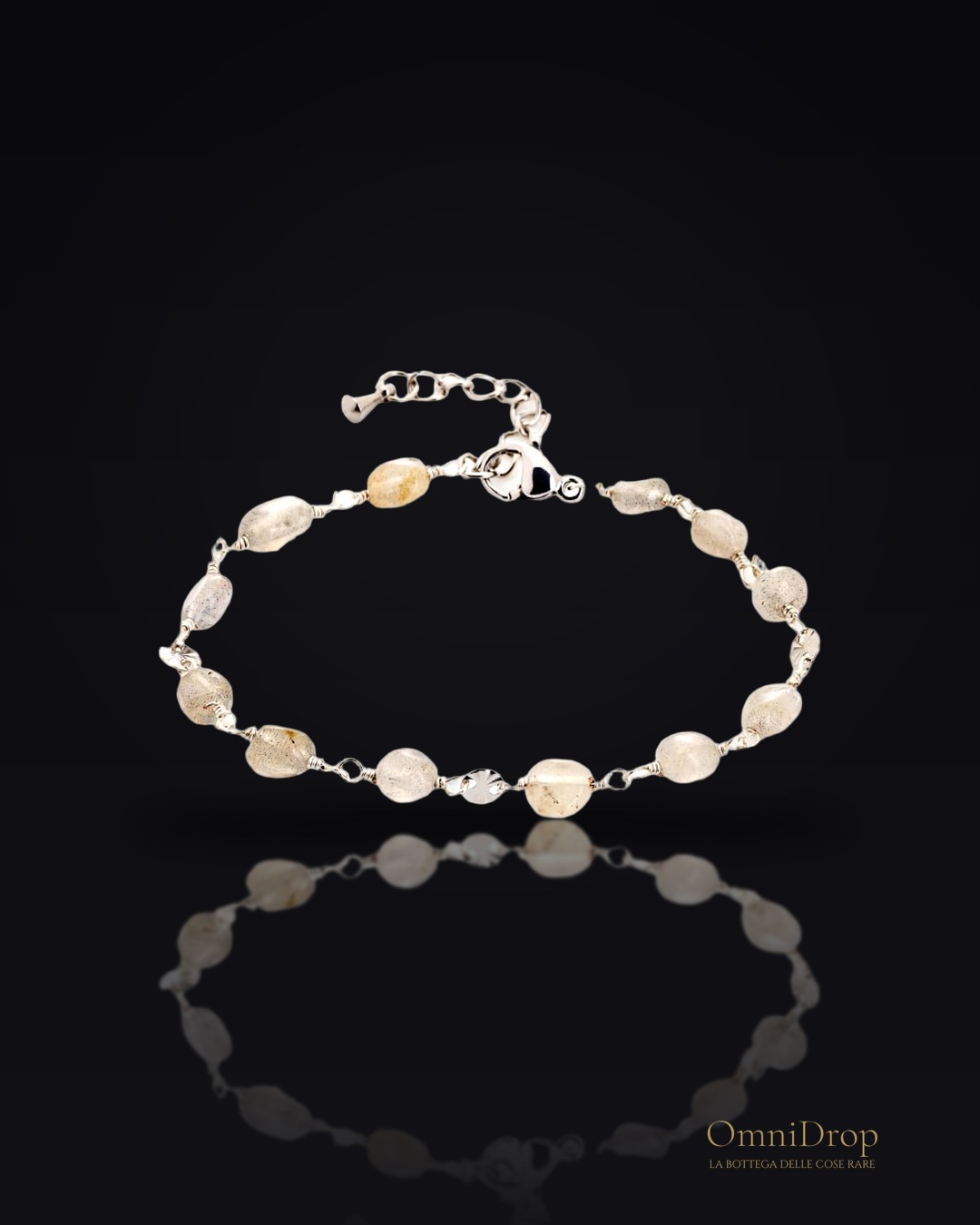 Bracciale in labradorite multicolore e acciaio, per custodire la tua luce