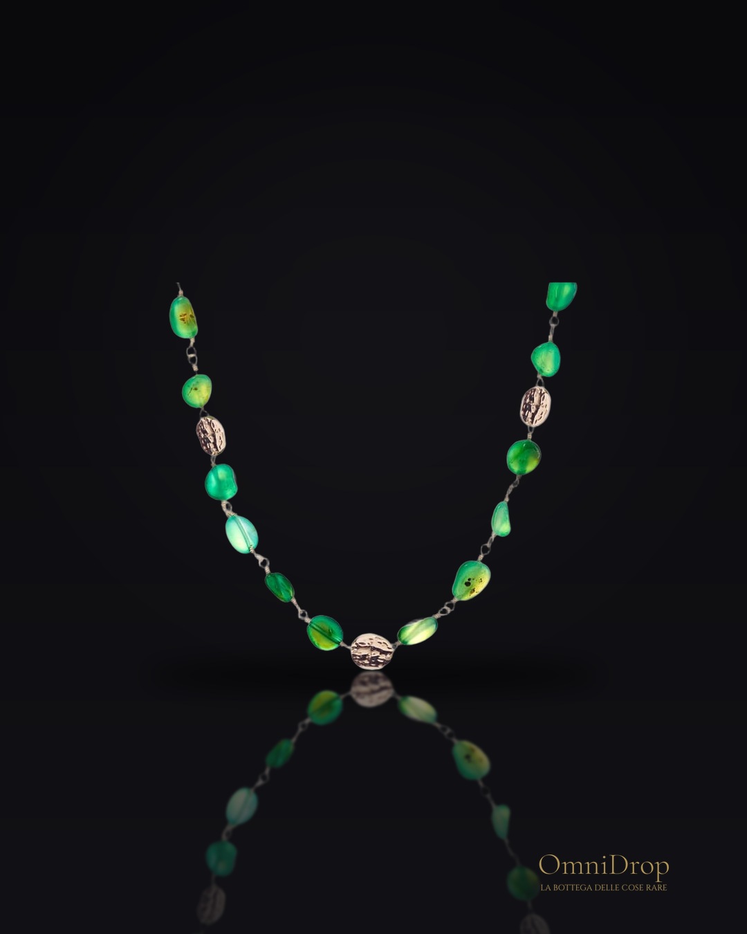 Collana agata verde irregolare, per portare la natura con te