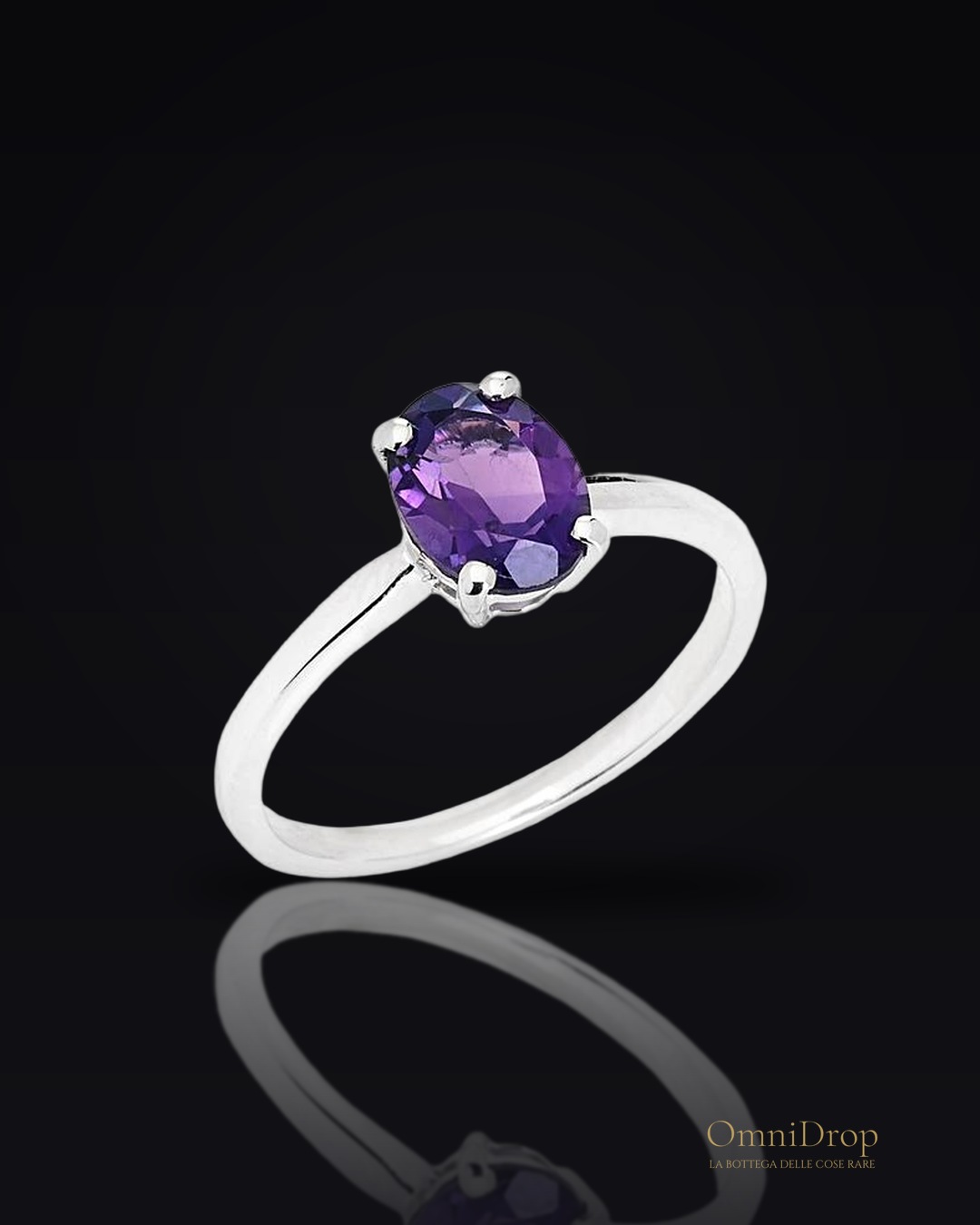 Anello ametista viola ovale naturale, per offrire un ricordo