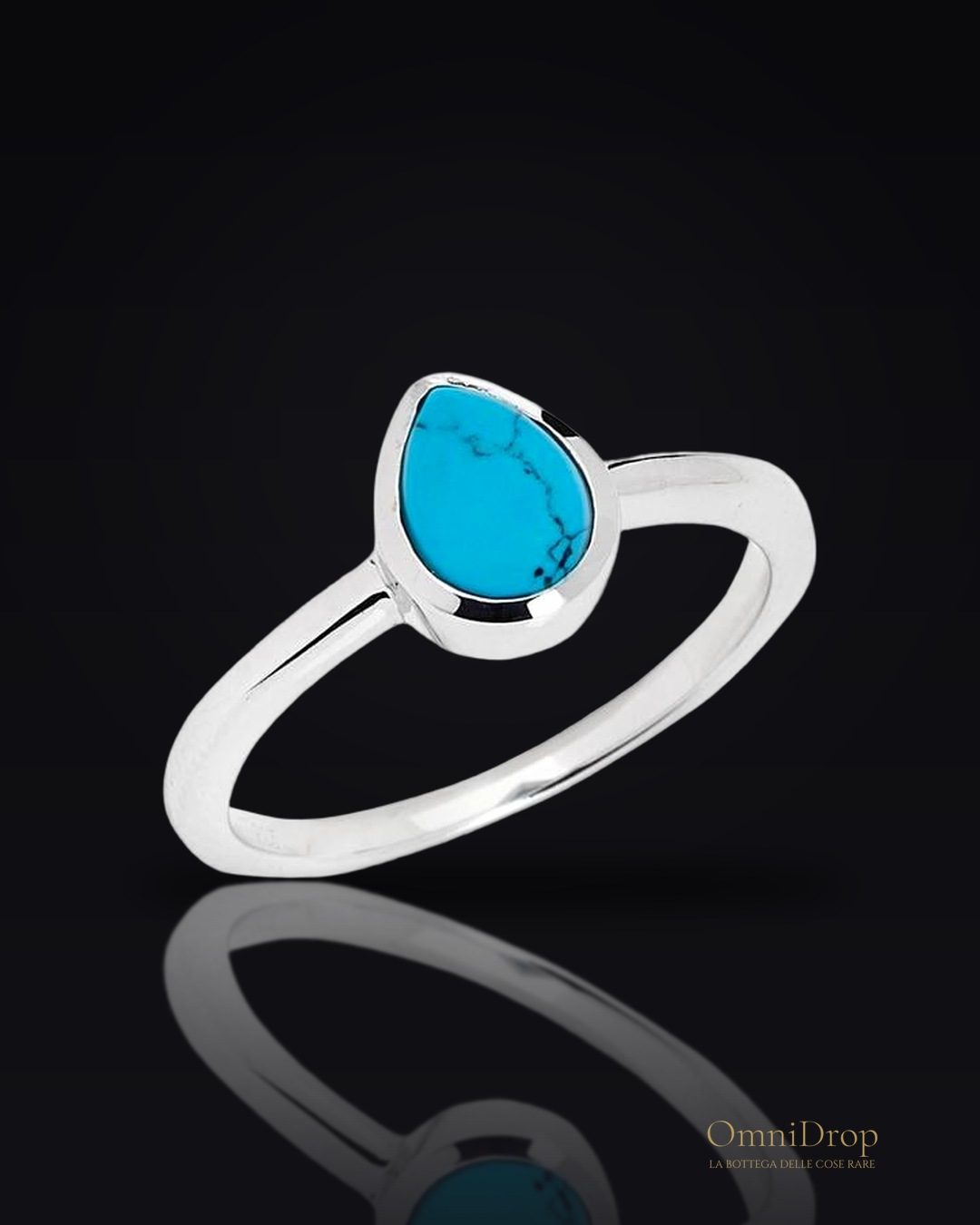 Anello turchese blu goccia, per ricordare il mare