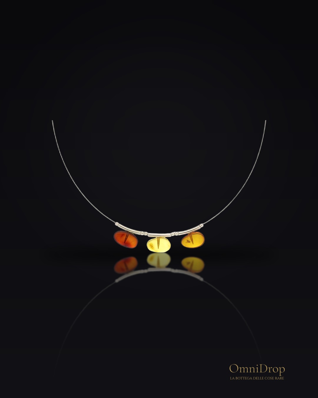 Collana in argento 925 con ambra multicolore, 46 cm, per celebrare la tua luce interiore
