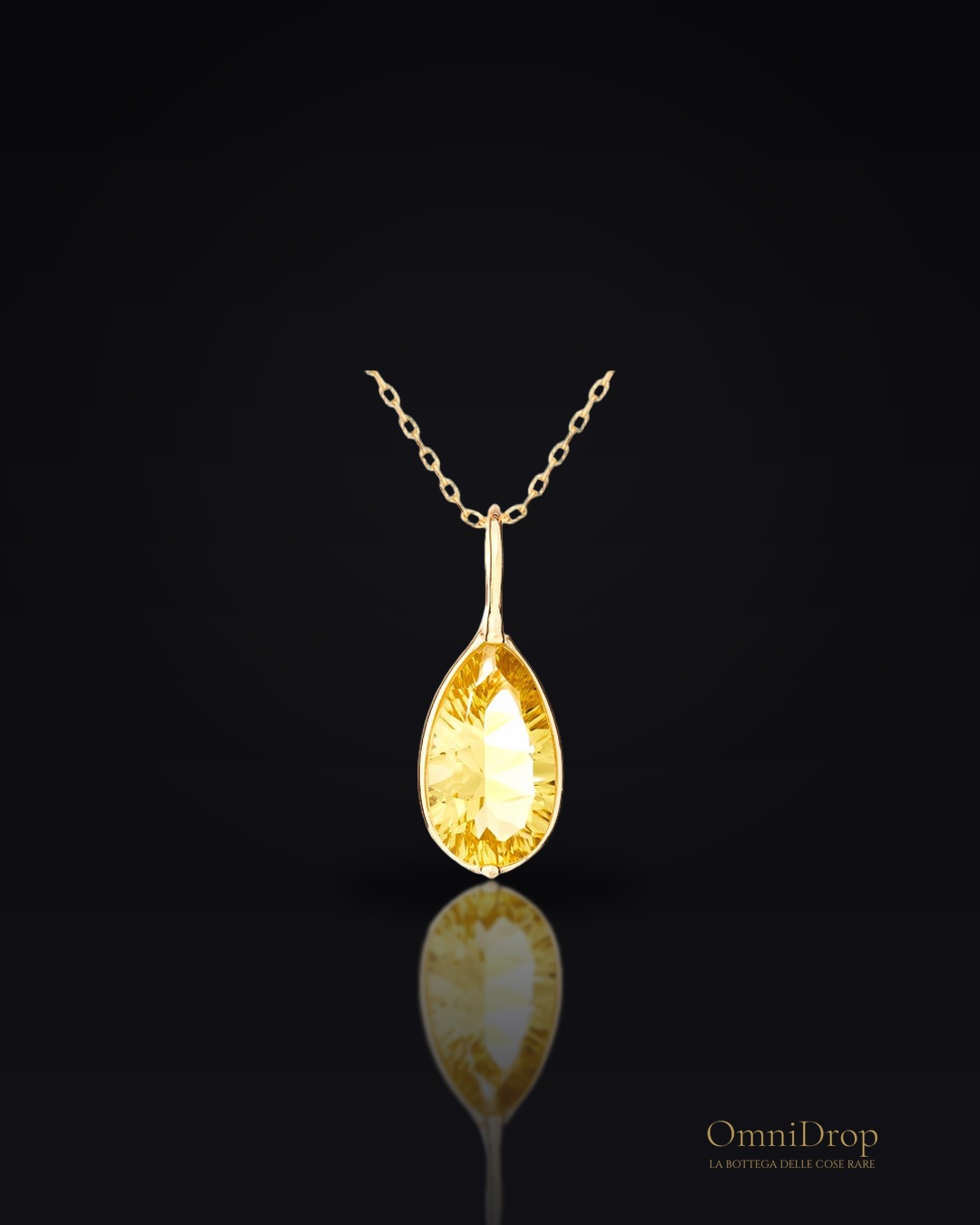 Ciondolo con quarzo giallo naturale, in oro 750